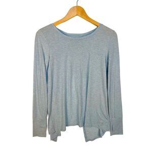 Gap Fit Long Sleeve Shirt Top Thumb Holes Yoga Cut Out Back Blue size XS